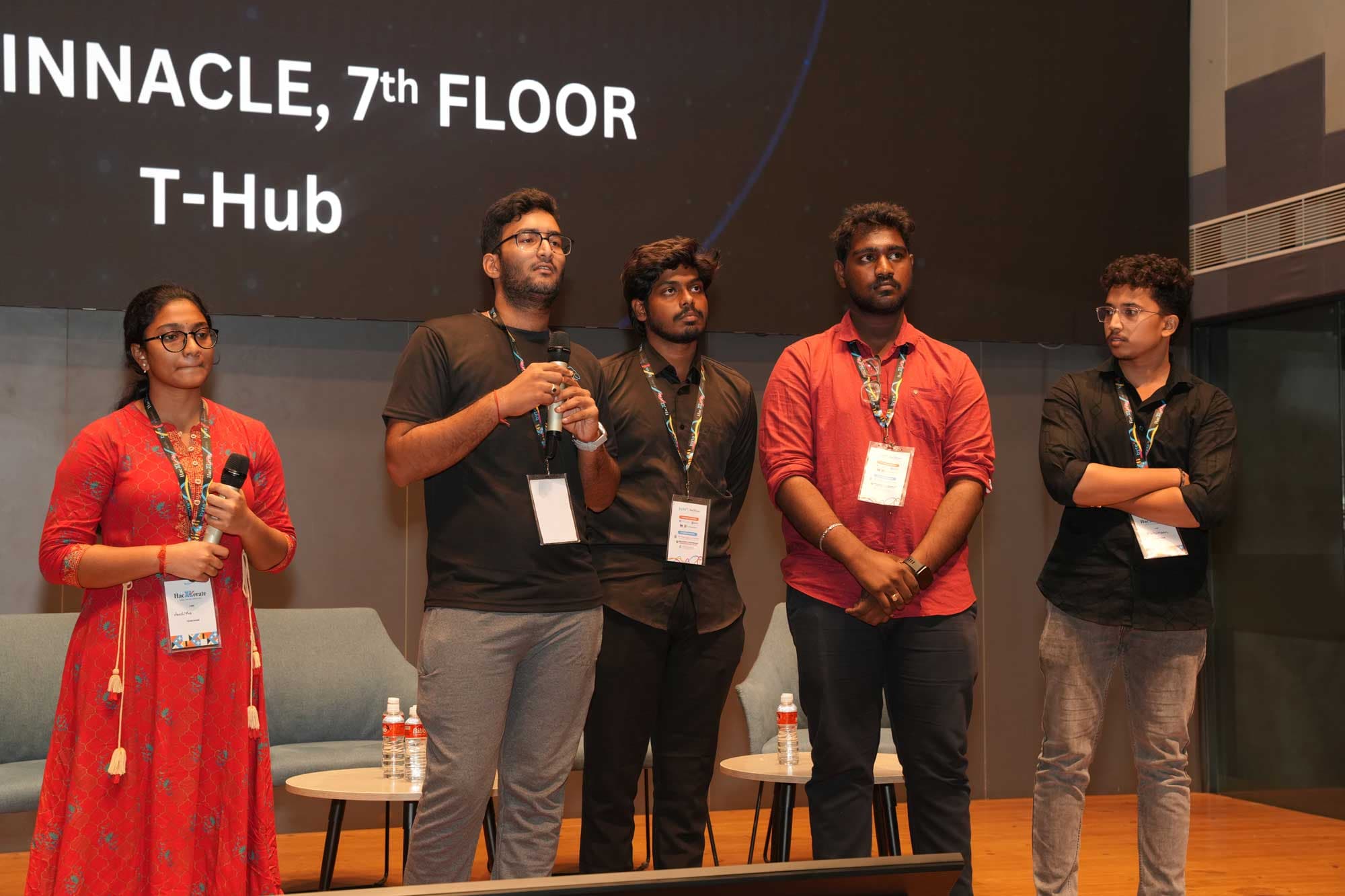A team pitching to the jury at T-Hub